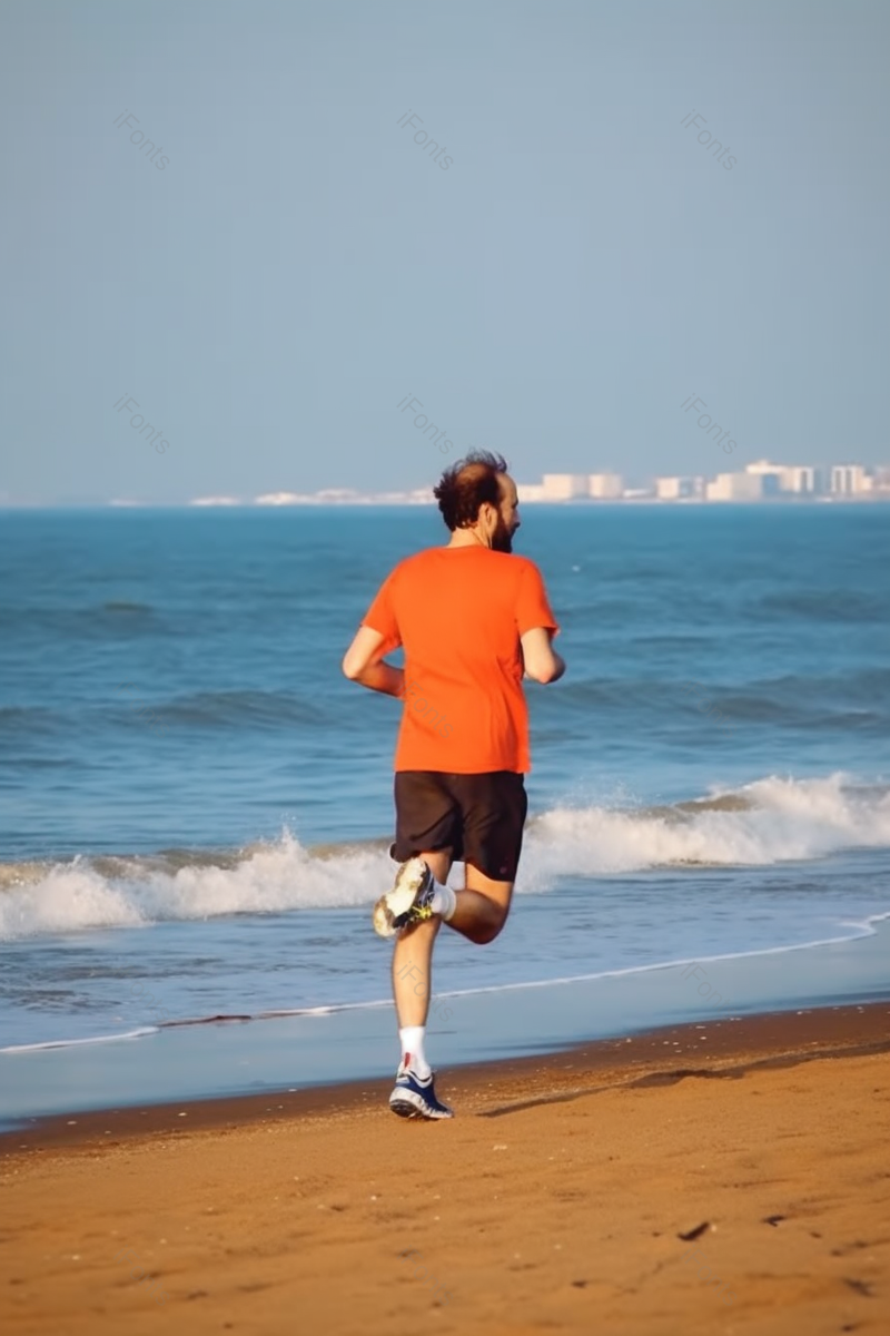 在海滩上慢跑的男人摄影图,高清,摄影图,摄影图片,图片大全,摄影图免费下载